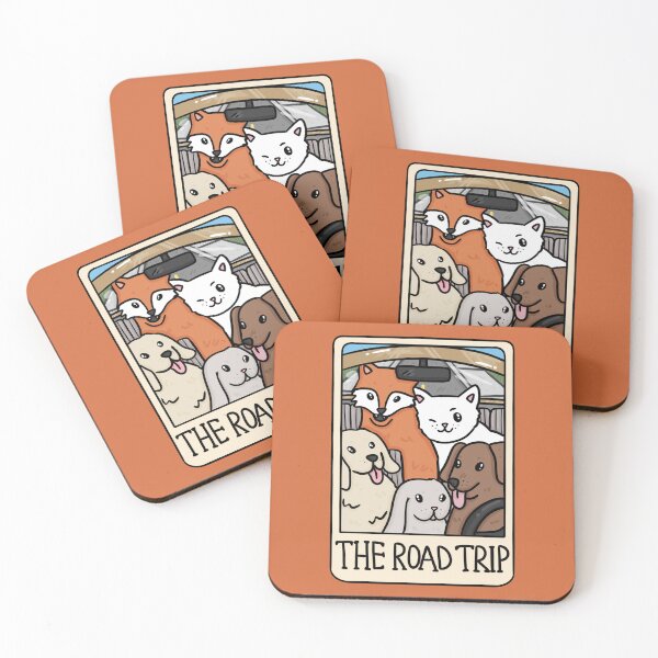 Item preview, The Road Trip Tarot Card High-Quality Art Witchy Fox Cat Fog Bunny In Car Road Tripping That 70s Show designed and sold by familiarsadie.