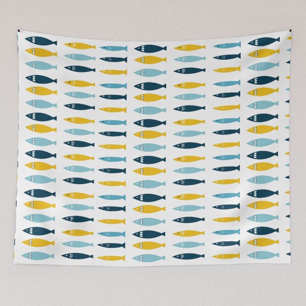 Item preview, Fun pattern of colorful sardines designed and sold by ElizabethCoelho.