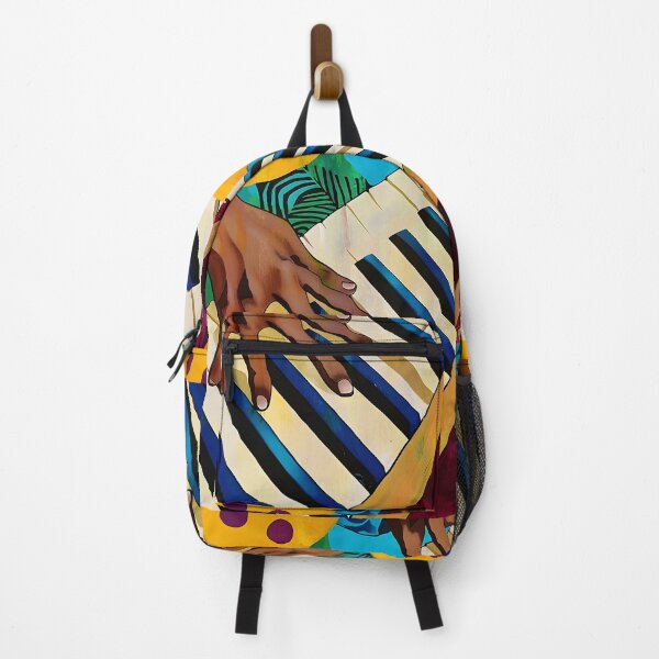 Item preview, Exaggerated Hands Playing Piano - Vibrant Patterns and Colors in Abstract Musical Performance designed and sold by OlfactoART Studio.