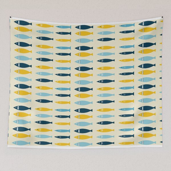 Item preview, Fun beige sardines pattern  designed and sold by ElizabethCoelho.