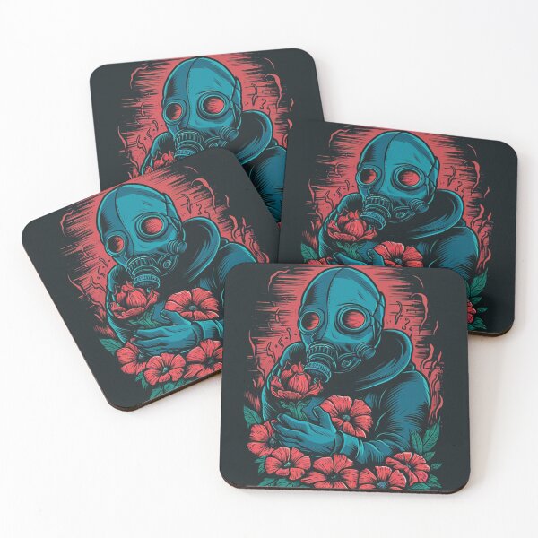 Item preview, A gas-masked figure cradling a withered flower designed and sold by khufra1.