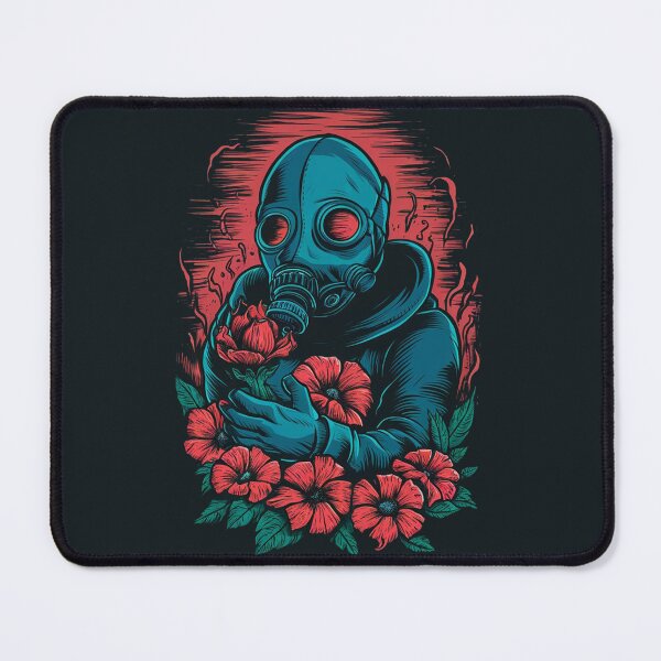 Item preview, A gas-masked figure cradling a withered flower designed and sold by khufra1.