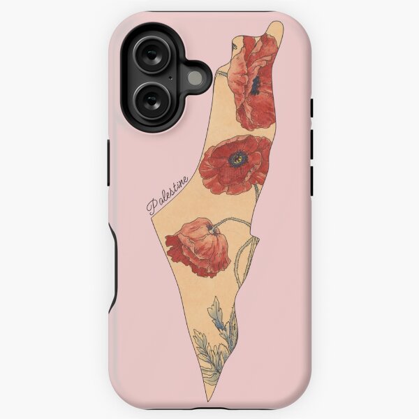 Item preview, Palestine Map With Vintage Poppy Print designed and sold by FairieDance.