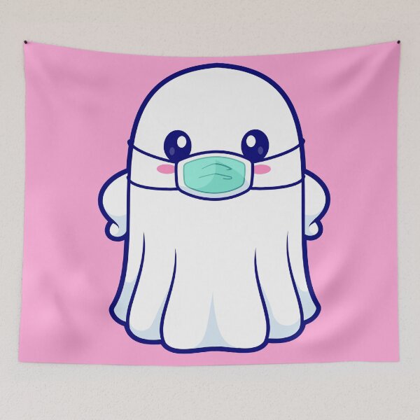 Item preview, Cute Ghost Wearing Medical Mask Cartoon Vector Icon Illustration designed and sold by hjian8219.