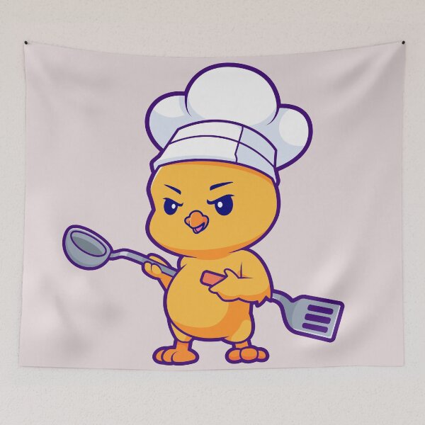 Item preview, Cute Chicken Chef Holding Spatula and Ladle Cartoon Vector Icon Illustration designed and sold by hjian8219.