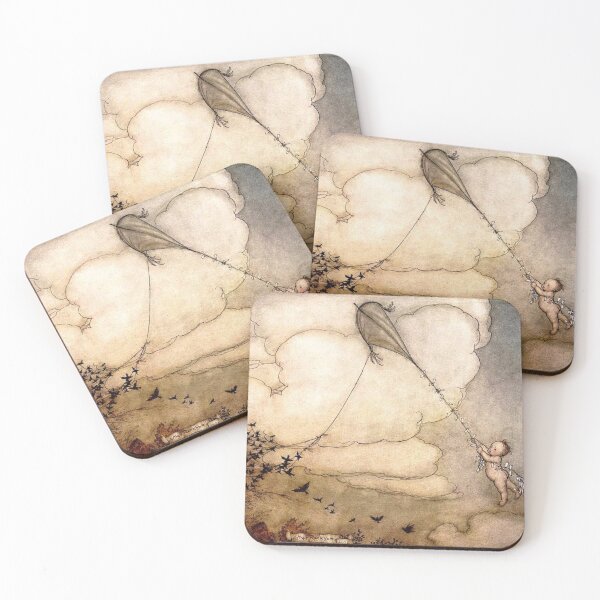Item preview, Peter holding the kite while birds fly away with it - Peter Pan in Kensington Gardens - Arthur Rackham designed and sold by forgottenbeauty.