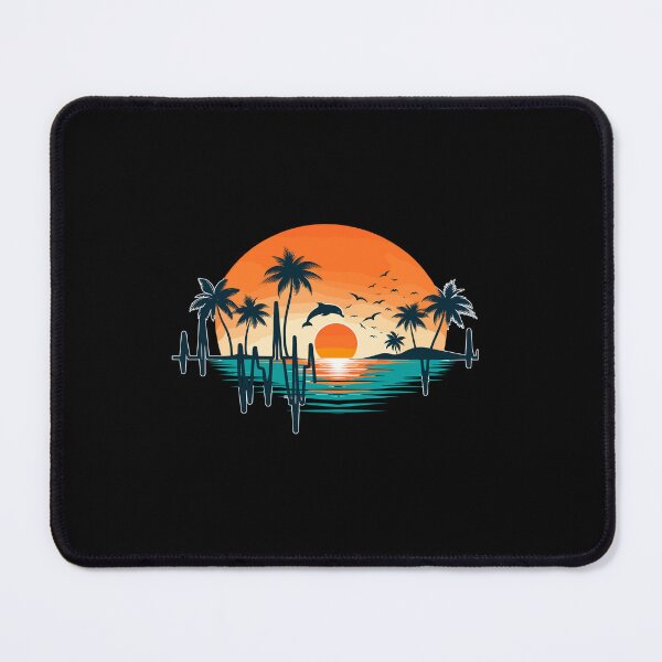 Item preview, Heartbeat With Tropical Palm Trees Beach Island And Dolphin designed and sold by Dressed For Duty.