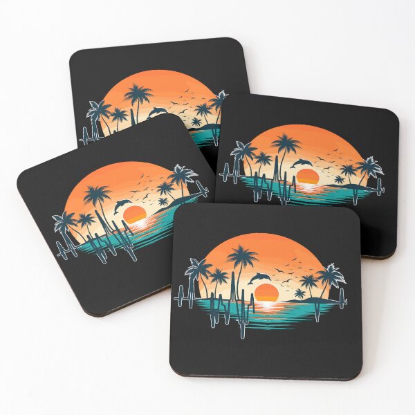 Item preview, Heartbeat With Tropical Palm Trees Beach Island And Dolphin designed and sold by Dressed For  Duty.