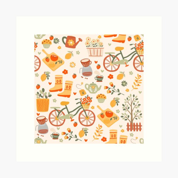 Item preview, hygge cottagecore tea garden bicycle designed and sold by Gossip Rag.