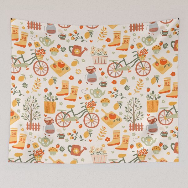 Item preview, hygge cottagecore tea garden bicycle designed and sold by Gossip Rag.