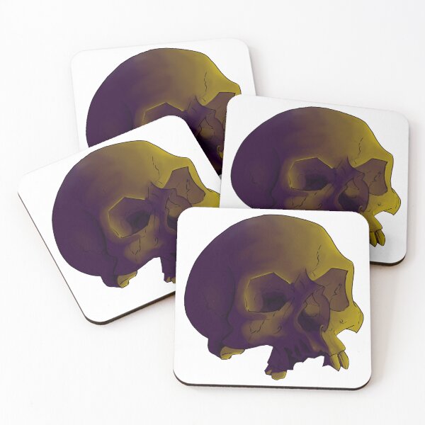 Item preview, Skull with golden light and purple shadows designed and sold by Rotten Core Art.