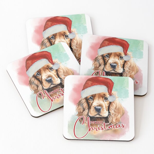 Item preview, Christmas Cocker Spaniel Dog Watercolor Design designed and sold by Tammy Marie Russell.