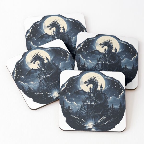 Item preview, Majestic Dragon around a Moonlit Castle designed and sold by JoLew13.