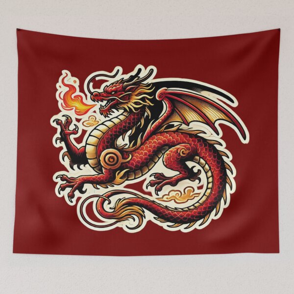 Item preview, Red Dragon Breathing Fire designed and sold by PinUpPizzazz.