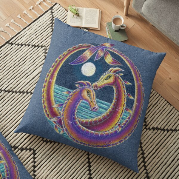 Dragon Lovers (Together at Spring Tide) Floor Pillow