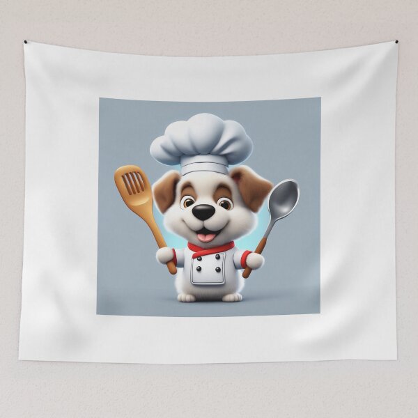 Item preview, Cutdog Chef Holding Spatula and Ladle Cartoon Vector Icon Illustration designed and sold by hjian8219.