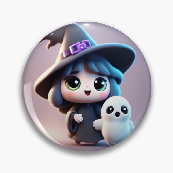 Item preview, Cute Witch Ghost Holding Hand Cartoon Vector Icon Illustration designed and sold by hjian8219.