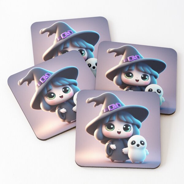 Item preview, Cute Witch Ghost Holding Hand Cartoon Vector Icon Illustration designed and sold by hjian8219.