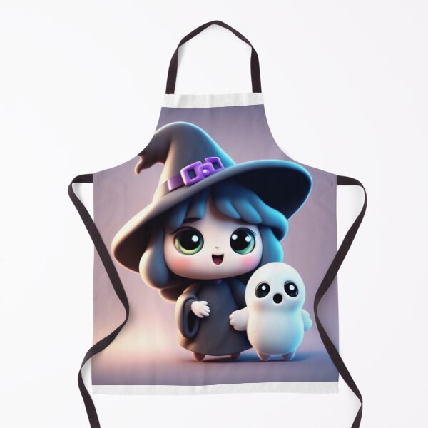 Item preview, Cute Witch Ghost Holding Hand Cartoon Vector Icon Illustration designed and sold by hjian8219.