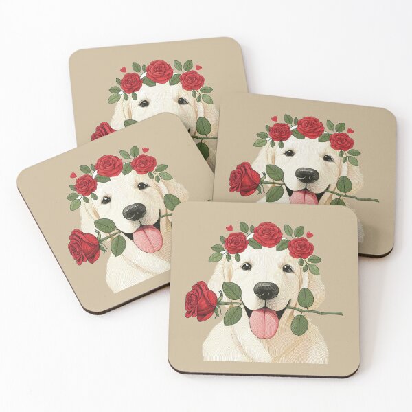Item preview, Golden Retriever Giving a Red Rose designed and sold by Nanthanon.