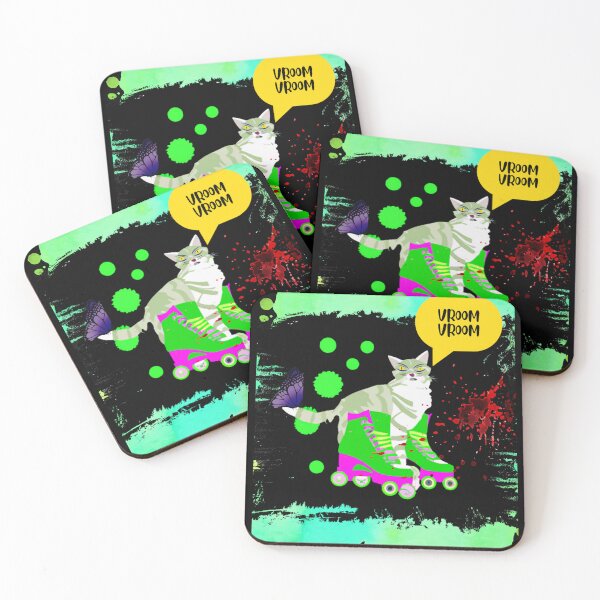 Item preview, Green striper cat goes Vroom Vroom on wheels designed and sold by gridin828.
