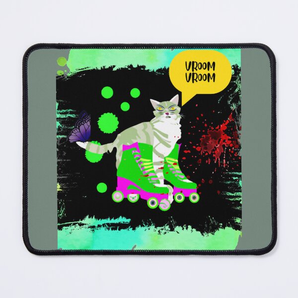 Item preview, Green striper cat goes Vroom Vroom on wheels designed and sold by gridin828.