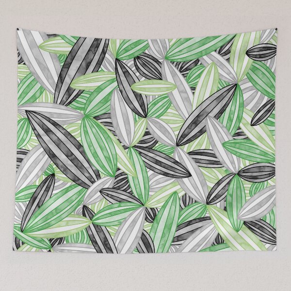 Item preview, Aromantic Pride Abstract Zen Flower Petals Green Grey Black designed and sold by JoyfulJen.