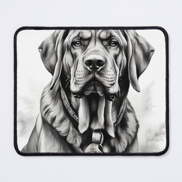 Item preview, Black and white Bloodhound pencil drawing designed and sold by Pencil-Art.