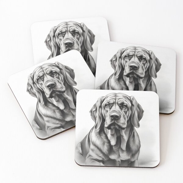 Item preview, Black and white Bloodhound pencil drawing designed and sold by Pencil-Art.