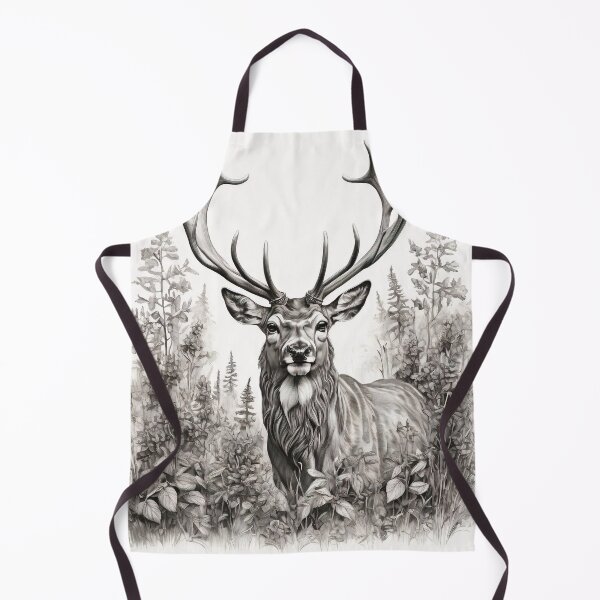 Item preview, Black and white deer pencil drawing designed and sold by Pencil-Art.
