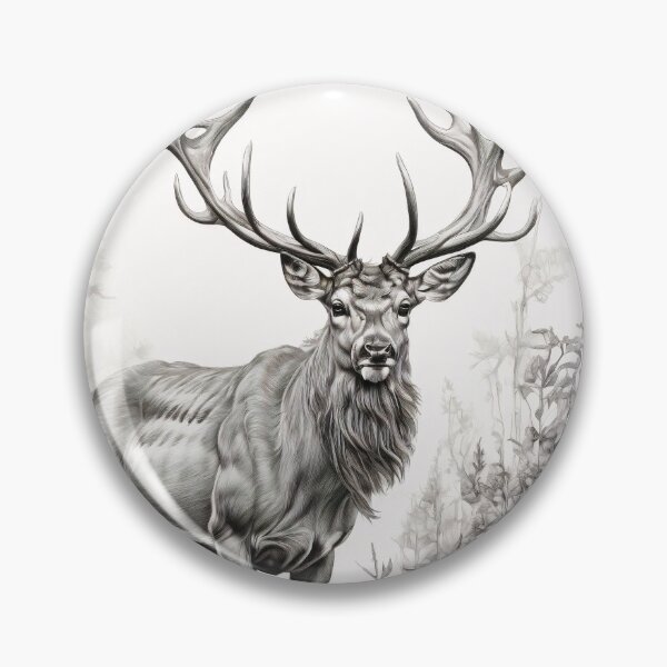 Item preview, Black and white deer pencil drawing designed and sold by Pencil-Art.