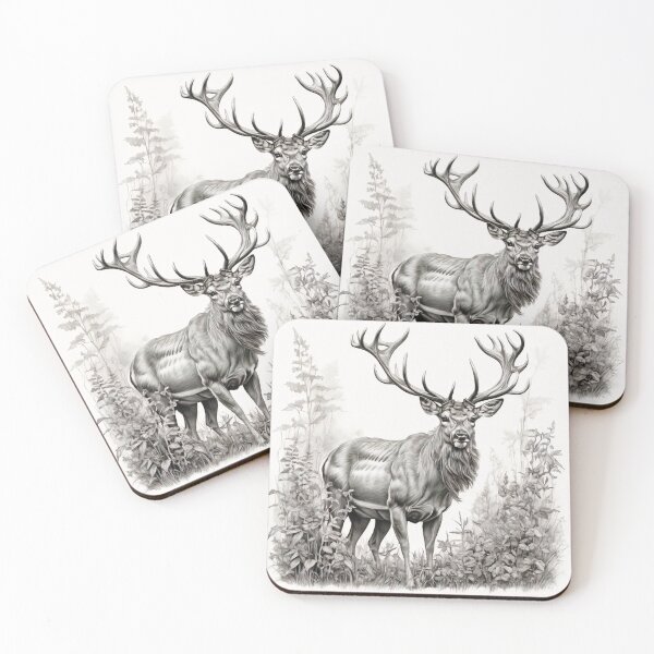 Item preview, Black and white deer pencil drawing designed and sold by Pencil-Art.