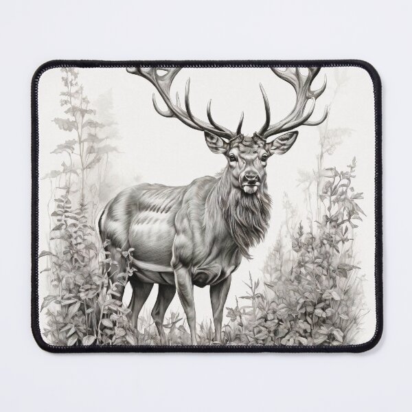 Item preview, Black and white deer pencil drawing designed and sold by Pencil-Art.