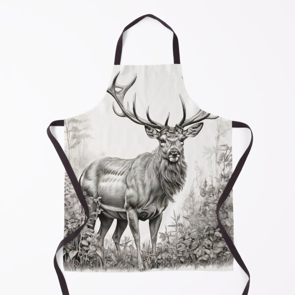 Item preview, Black and white deer pencil drawing designed and sold by Pencil-Art.