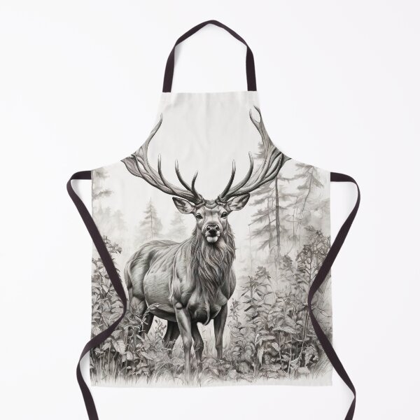 Item preview, Black and white deer pencil drawing designed and sold by Pencil-Art.