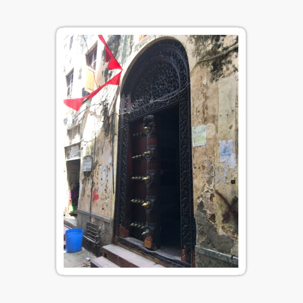Item preview, Black Old Doorway - StoneTown - Zanzibar Island - Tanzania - Africa designed and sold by exploramum.