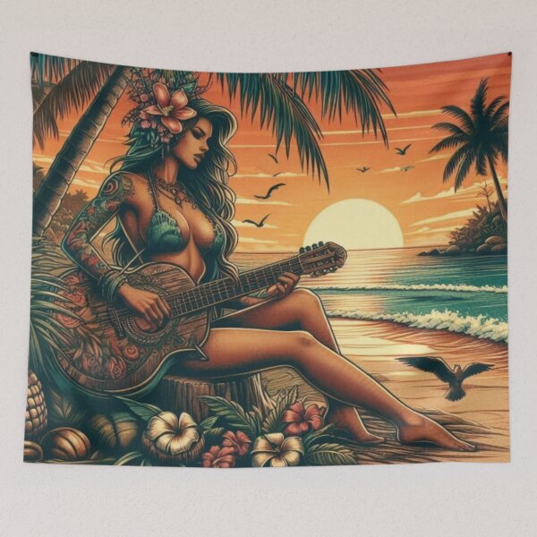 Item preview, GODDESS OF THE TROPICS - Sunset Serenade Guitar  designed and sold by GoddessTropics.
