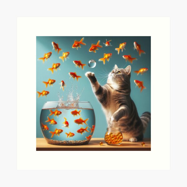 Aperçu de l'œuvre Chat et aquarium #2 créée et vendue par JALNERVION.