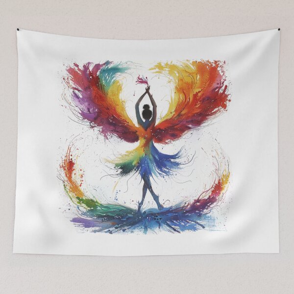 Item preview, Abstract multicolor ballerina princess in ballet position designed and sold by Micapox.