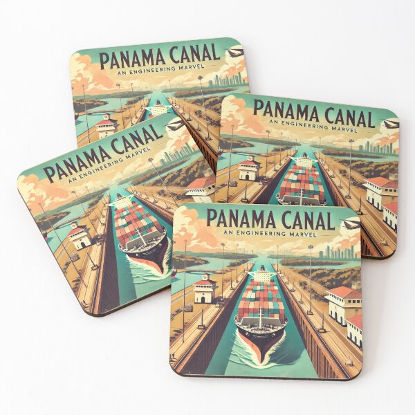 Item preview, Vintage Retro Travel Poster Panama Canal – Engineering and Tourism designed and sold by pod24.