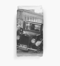 broken black and white car Duvet Cover