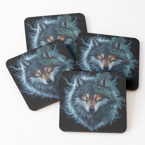 Item preview, A mystical wolf emerging from a dense magical forest designed and sold by JurekWoyArt.