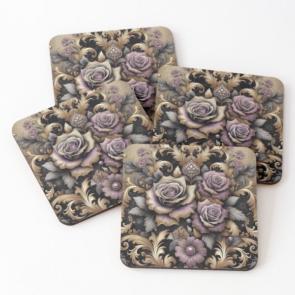 Item preview, Black & Gold Baroque With Matte Lilac Roses designed and sold by DesignsByPrnces.