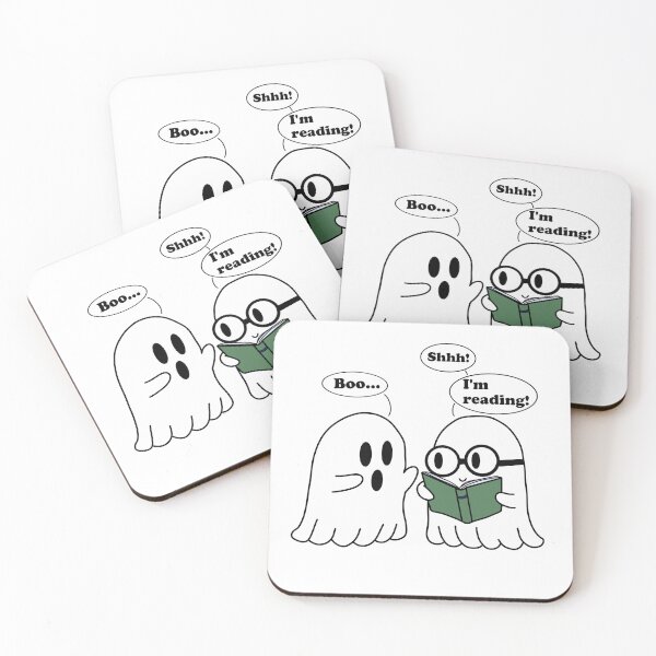 Item preview, Reading Ghosts - Funny Halloween Cartoon Design designed and sold by booksinthelab.