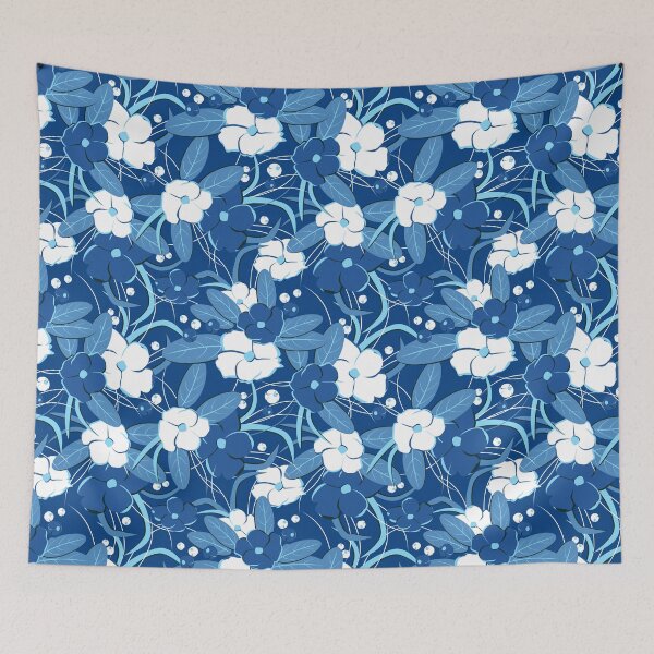 Item preview, Big retro flowers, Blue version designed and sold by Alex  Blud.