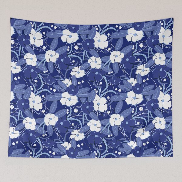 Item preview, Big retro flowers, Dark blue version designed and sold by Alex  Blud.