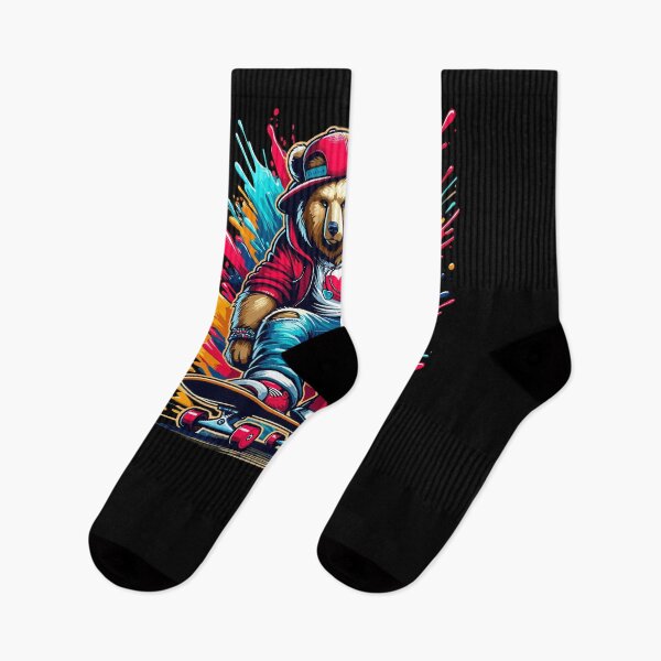 Item preview, Colorful Splash With Skateboard Skateboarding Bear designed and sold by Dressed For  Duty.