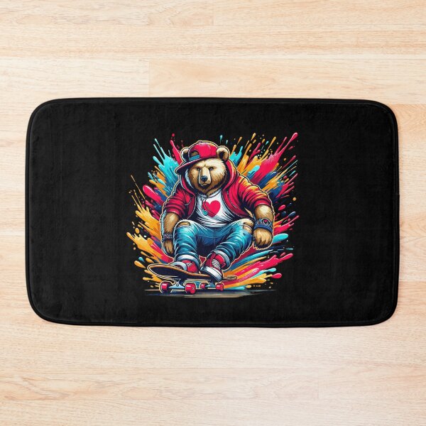 Item preview, Colorful Splash With Skateboard Skateboarding Bear designed and sold by Dressed For  Duty.
