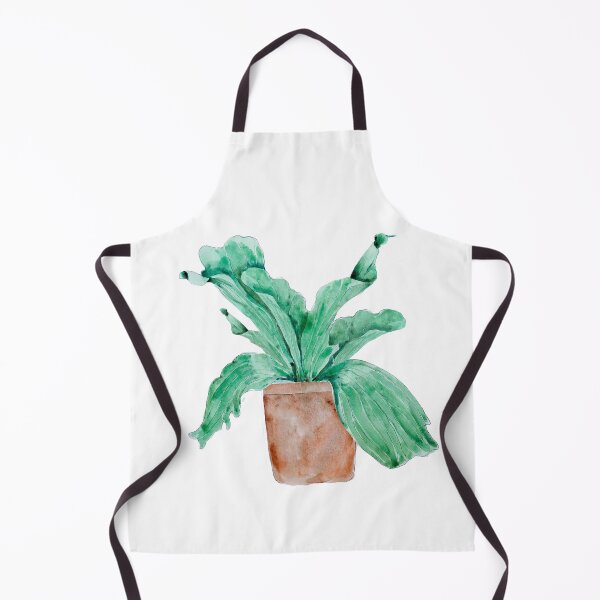 Item preview, Green Platycerium bifurcatum Houseplant in pot original hand painted watercolour designed and sold by ColorandColor.