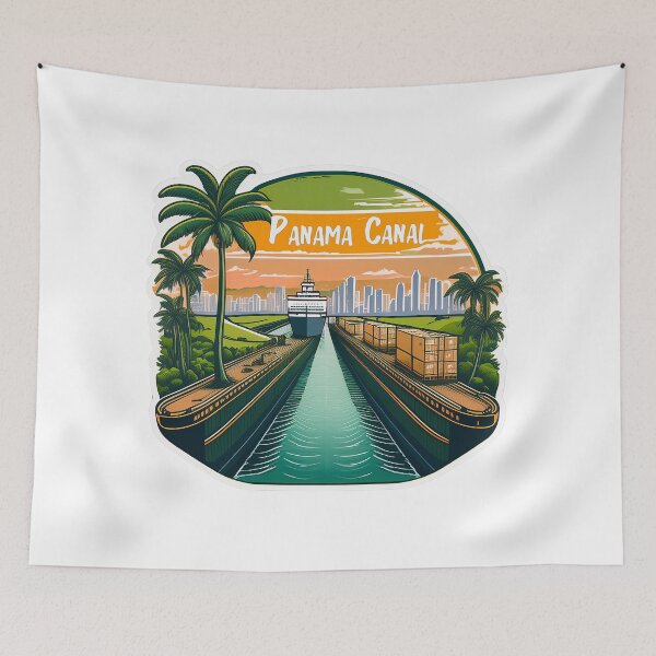Item preview, Vintage Panama Canal Travel Poster - Retro Minimal Travel Sticker designed and sold by pod24.